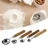 4 Measuring Spoons for Liquid And Dry Ingredients with Wooden Handle