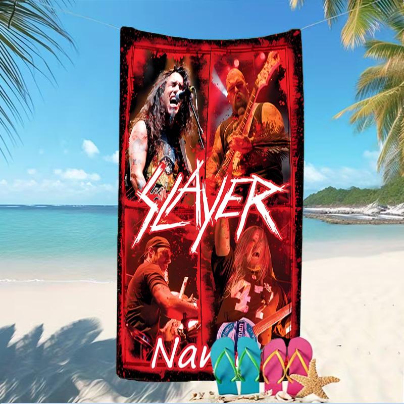 Customizable personalized beach towels Slayer band themed designs.Suitable for the beach, yoga, sports;ideal as beach accessories