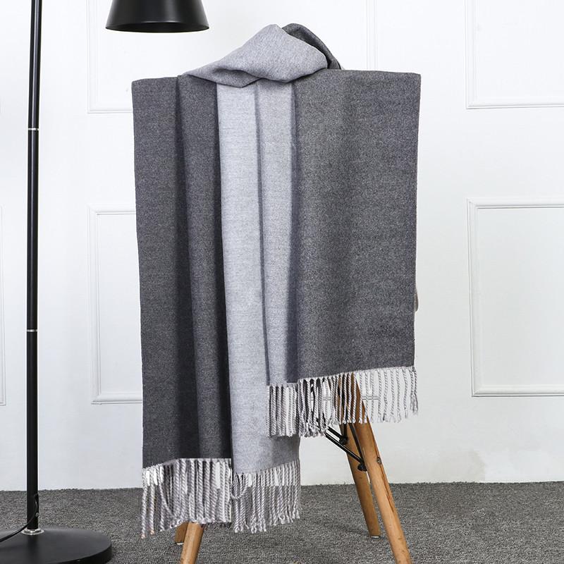 Double-sided Two-color Scarf for Women Autumn and Winter High End New Wool Scarf Shawl Imitation Cashmere Scarf
