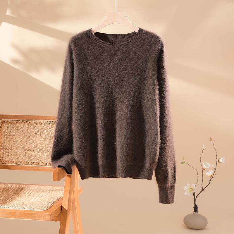 Damski sweter kaszmirowy kaszmir Qinghe 100% kaszmir puszysty ciepły modny szczotkowany