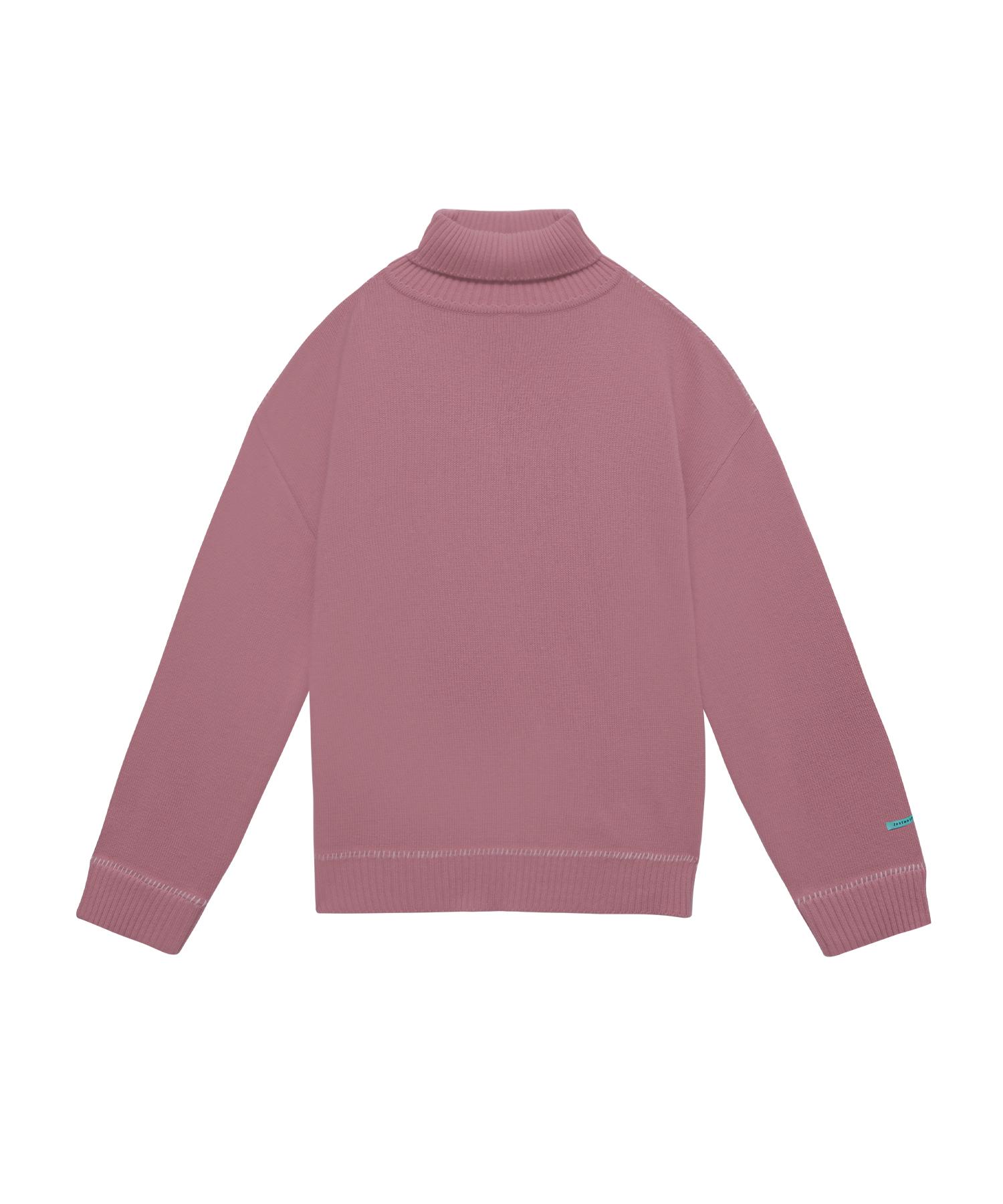 Instant Punk Ms Stitch Wool Turtleneck Knit - Pink Pink/Free