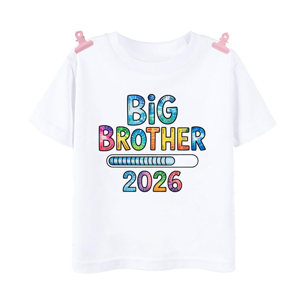 Children's T-Shirt Big Brother Big Sister Print Summer Short Sleeve Tops Fashion O-Neck Tees Outdoor Casual Children's Clothing