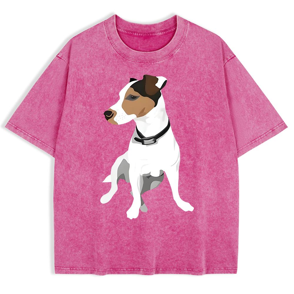 

Russell Terrier Puppy Print Washed T-Shirts Mens Cotton Short Sleeve Tops Summer O-Neck Oversize T Shirt Basic Soft Clothes 2XL