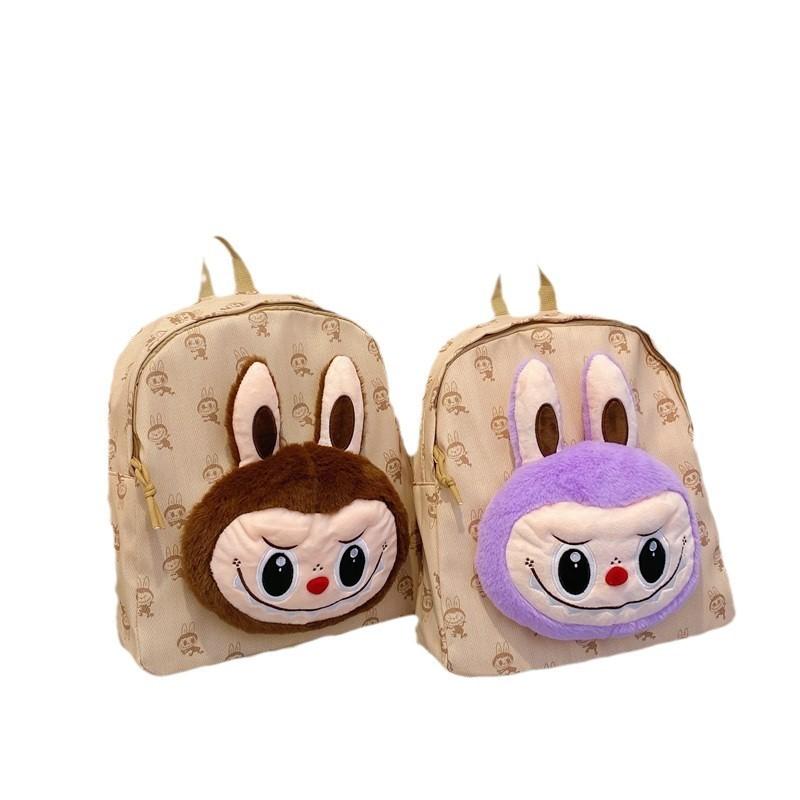 Backpack Cartoon Plush Large Capacity Students Bags Kids Gift Daily Use