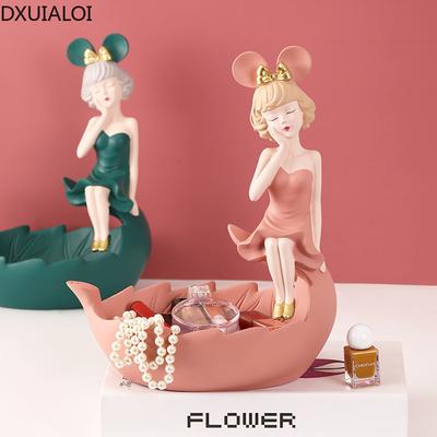 DXUIALOI Moderno Semplice Creativo Ragazza Portaoggetti Decorazione Regalo Inaugurazione Casa Artigianato in Resina Soggiorno Camera Porta Gioielli