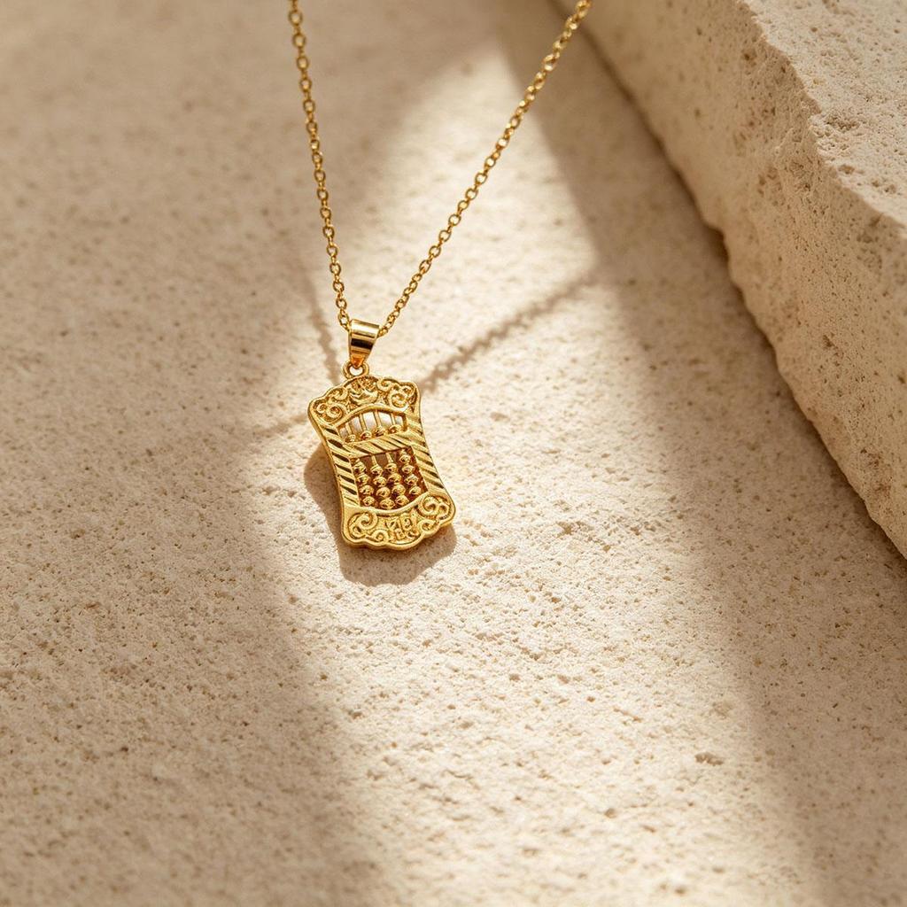 New Chinese Style Simple Abacus Pendant Necklace, Trendy Everyday Niche Versatile Design Women's Sweater Chain Chinese Style Accessory
