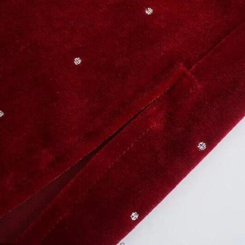 Kaslead New Arrival Women's Clothing Fashion Style Fashion Highlight Velvet Ruched Split Suspender Skirt