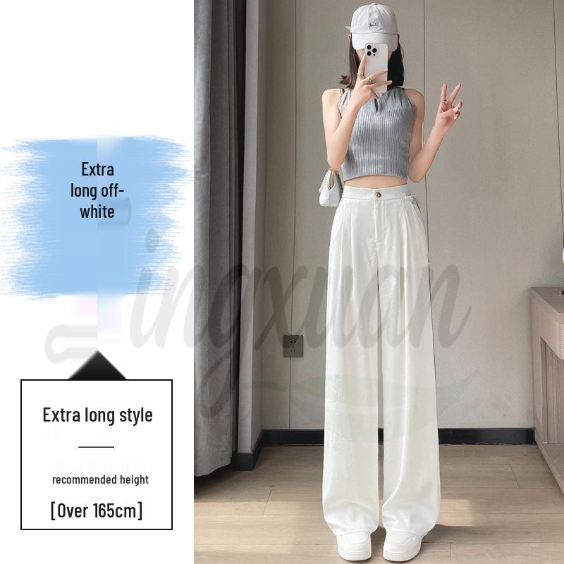 2026 Summer Women's Jacquard Ice Silk Narrow & Wide Leg Pants: Chinese Style Suit