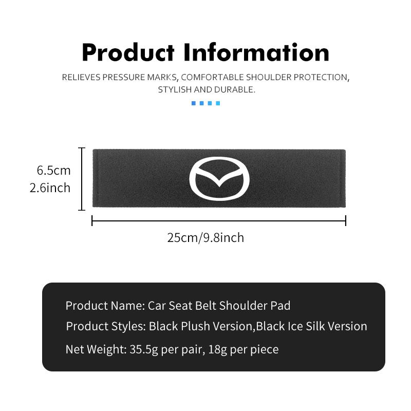 For Mazda 2pcs Car Seat Belt Shoulder Pad Comfortable Auto Strap Pad CX9 MX5 RX8 Axela Demio Atenza MS GJI GH BK MP wznge07