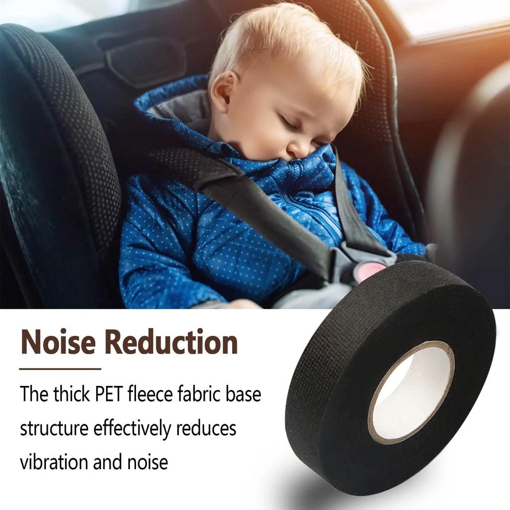 9/15/50mm Heat-resistant Cloth Tape Black Velvet Wiring Harness Tape Acrylic Glue Series Car Wiring Harness Wrapping