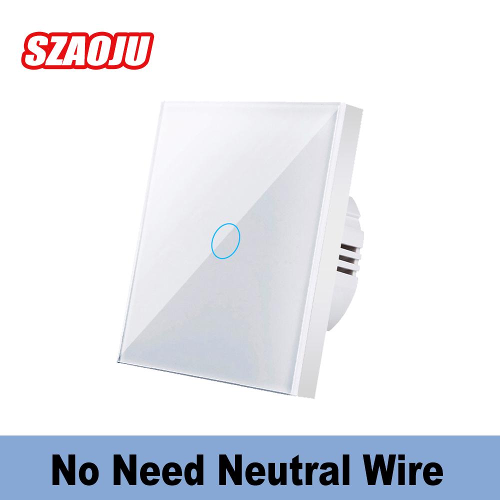 Szaoju EU Touch Switch AC100-240V Led Backlight Panel Tempered Crystal Glass Wall Light Sensory Switches 1/2/3 Gang