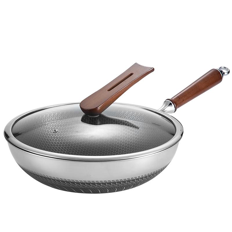 MAXCOOK 3-Ply Stainless Steel Wok with Lid