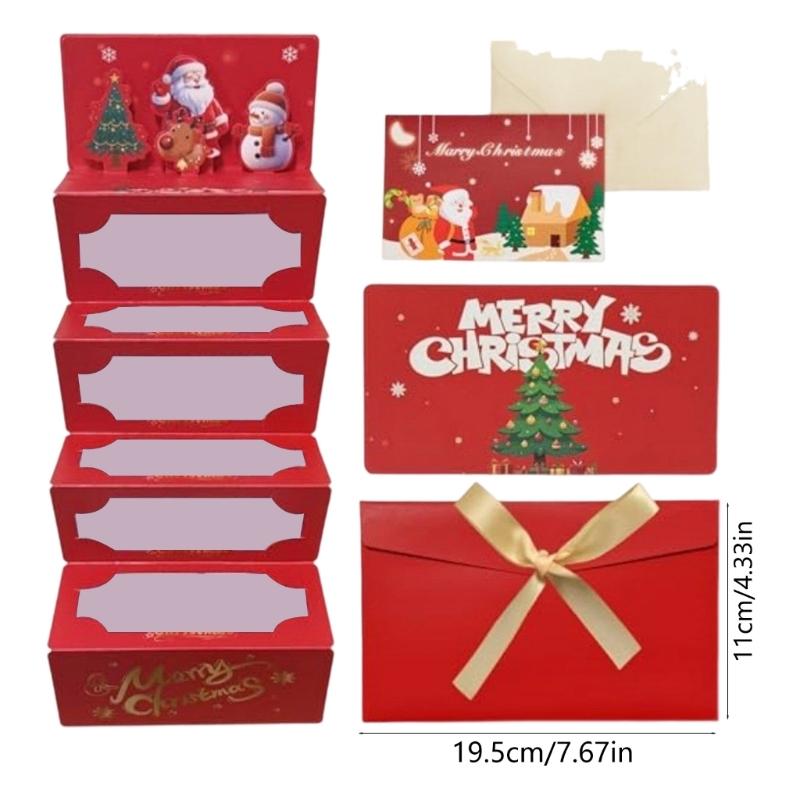 Gift Envelopes 6 Compartments Christmas Card Organiser Santa Snowflakes Decorative Paper Packaging For Parties Event