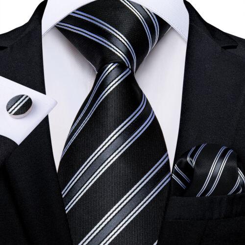 Dibangu Mens Silk Necktie Set Striped Paisley Solid Tie Pocket Square Cufflinks
