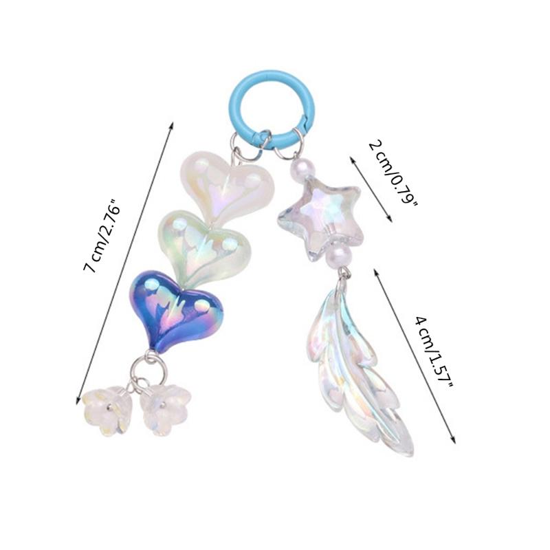Sweet Heart Keychains Party Gifts Acrylic Material Cute Feather Keychains Handbag Pendent Keyrings for Women Girls