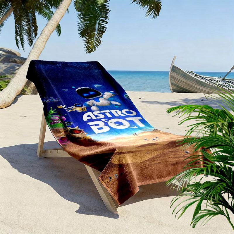 ASTRO BOT Aufdruck Strandtuch, Großes Weiches Schnelltrocknendes Handtuch für Strand Camping Schwimmen