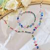 Star Full Colored Candy Bracelet Female, Luxury High-End Splicing Y-Shaped Neck Chain, Thin Colored Gem Necklace