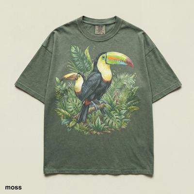 Toucan Tropical Jungle T-Shirt and Kids Shirt, Vintage Comfort Colors® Exotic Bird Graphic Tee, Rainforest Wildlife Nature Shirt and Kids Shirt