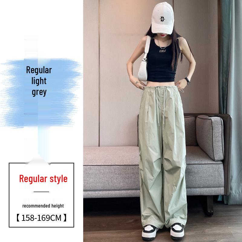 Women's Dopamine Paratrooper Jumpsuit: High-Waist, Loose-Fit, Wide-Leg Windbreaker Pants for Spring and Autumn