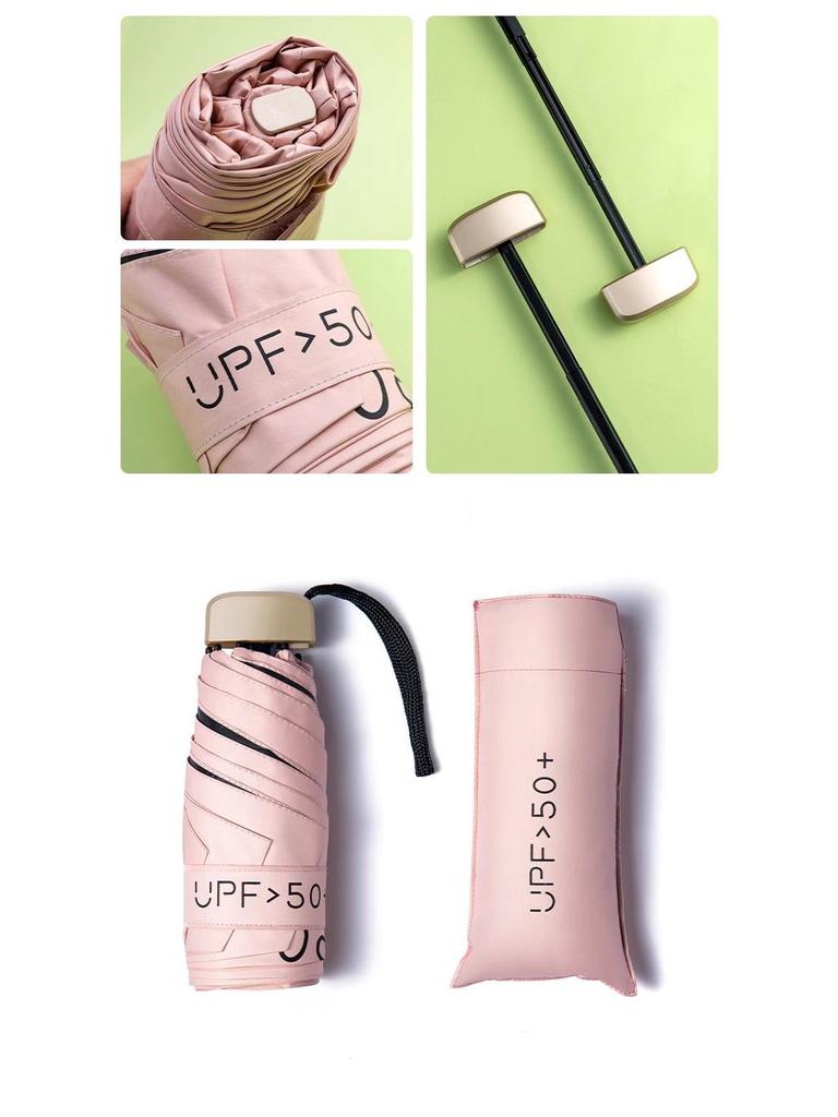 UV Flat Five-Fold Women's Sun & Rain Mini Umbrella - Black Glue Sunshade & Sunscreen, Customizable Design