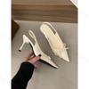 Mode Spitzschuhe High Heels Schuhe Damen Sommer 2025 Schleife Schnallenriemen Damen Sandalen Dünner Absatz Elegant Slingback Damen Pumps