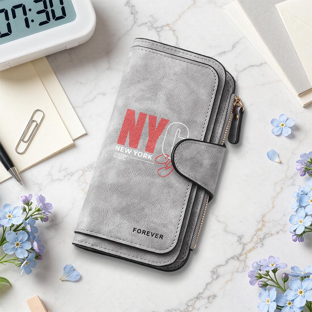 Stylish NYC Printed Long Wallet Multi Slot Card Holder Portable Purse