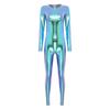 Womens Metallic Bodysuit Shiny Unitard Long Sleeve Round Neck Full Coverage Slim Fit Dance Performance Wear