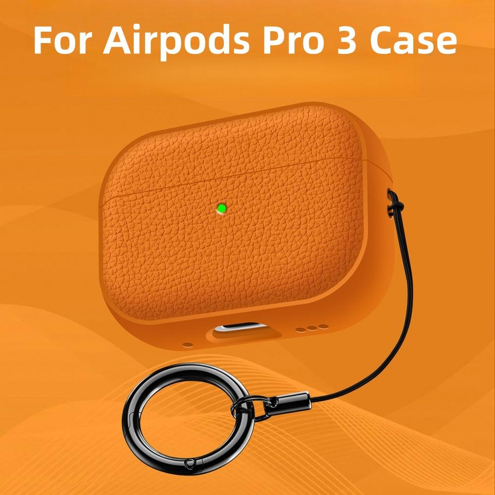 For Airpods Pro 3 Case Soft TPU Leather-Like Design Protective Cover with Lanyard and Cleaner Kit For Apple Latest Airpods Pro 3