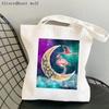 Frauen Shopper Tasche Flamingo Art Level Of Flamingos in Gold Tasche Harajuku Shopping Canvas Shopper Tasche Mädchen Tote Schulter Lady Bag