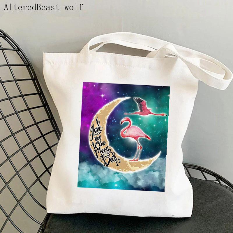 Frauen Shopper Tasche Flamingo Art Level Of Flamingos in Gold Tasche Harajuku Shopping Canvas Shopper Tasche Mädchen Tote Schulter Lady Bag