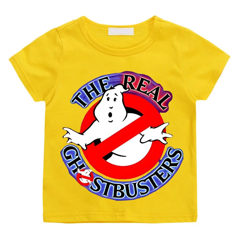 Summer BoysGirls 414t Cartoon Cotton Funny Ghostbusters Game Print Cartoon Short Sleeve Children TShirt Animation Costumes