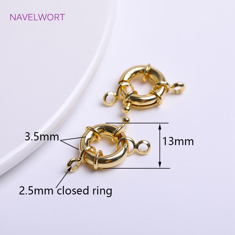 

Multi Sizes Brass Spring Ring Clasp with Attach Rings 18K Gold Plating Sailor Clasps Connector DIY Jewelry Making Accessories 1 piece
