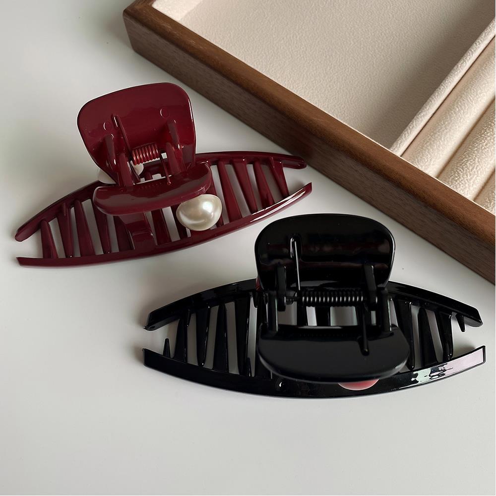 Kunststoff Rote Haarklammer Damen Mädchen Groß Geometrisch Acryl Krabbe Haarspange Elegant Haarspangen Clip Weibliche Mode Haaraccessoires