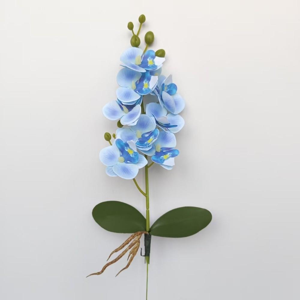 New 9 Flowers Artificial Orchid Flowers Pink PVC Artificial Faux Plants Multi-Bloom Fake Flower Indoor Decoration синий