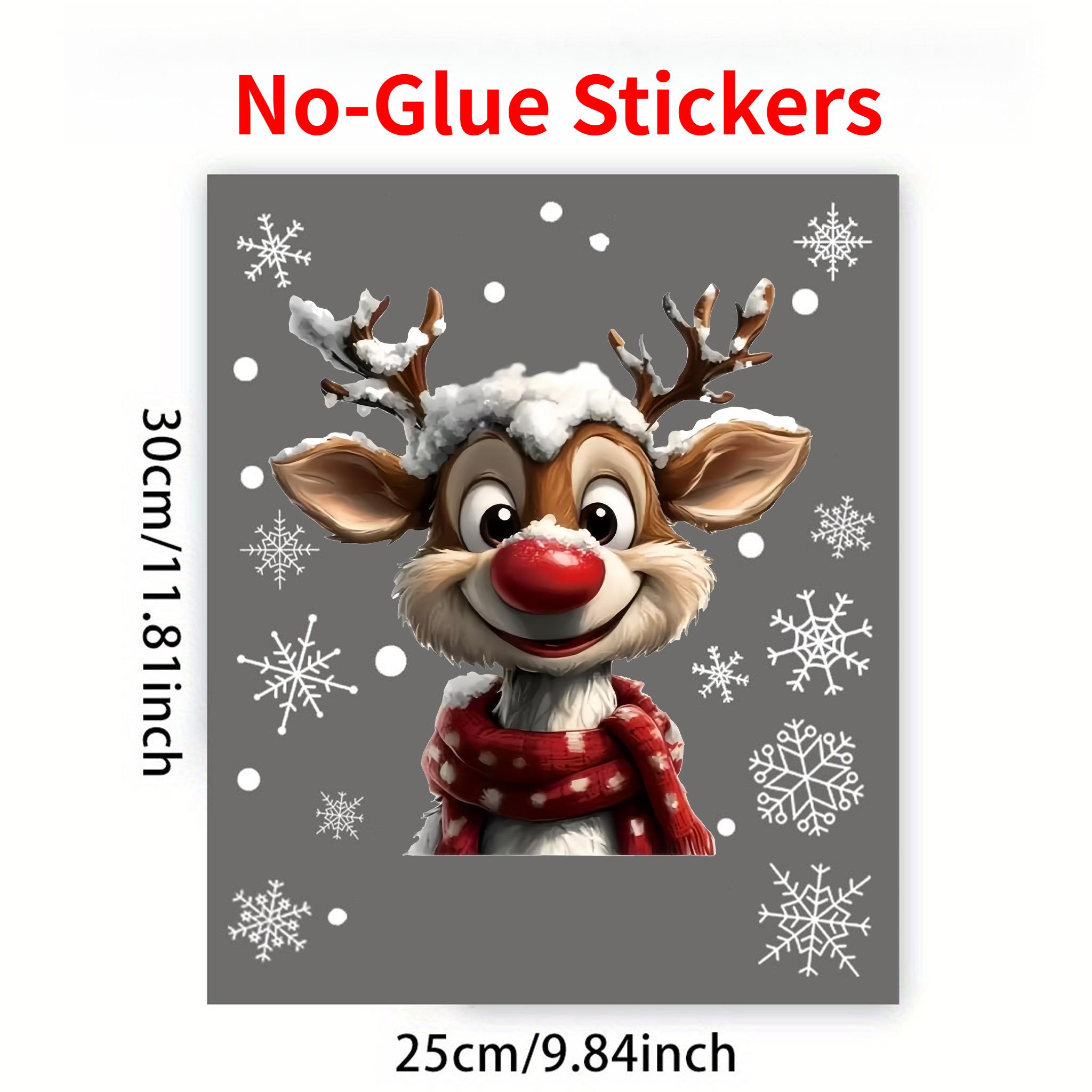 

1Set Snowflakes and Reindeer Window Stickers Static Cling Waterproof for Home Window Glass Refrigerator Christmas Vinyl Decals