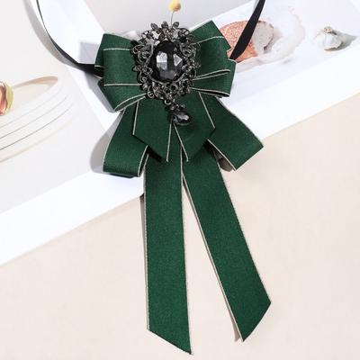 Fashion Ribbon Ribbon Bowtie Rhinestone Handmade Ribbon Bow Brooch Fabric Cloth Art Crystal Neck Tie For Men and Women