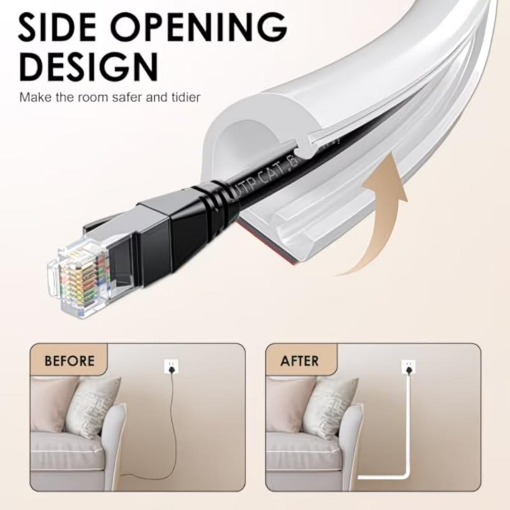 1PC Cord Management Channel Invisible Decorative PVC Wire Cover Anti-Step Protector Adhesive Soft Cable Raceway with Cap