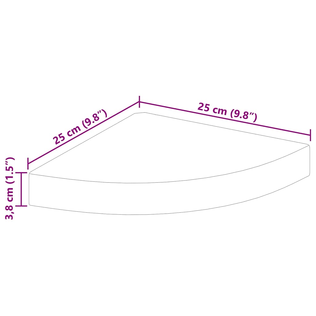 Corner Floating Shelves Set of 4 Black 25 x 25 x 3.8 cm MDF