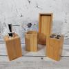 Bamboo Bathroom Accessories Set Toothbrush Holder Mouthwash Cup Lotion Dispenser Bottle with Base