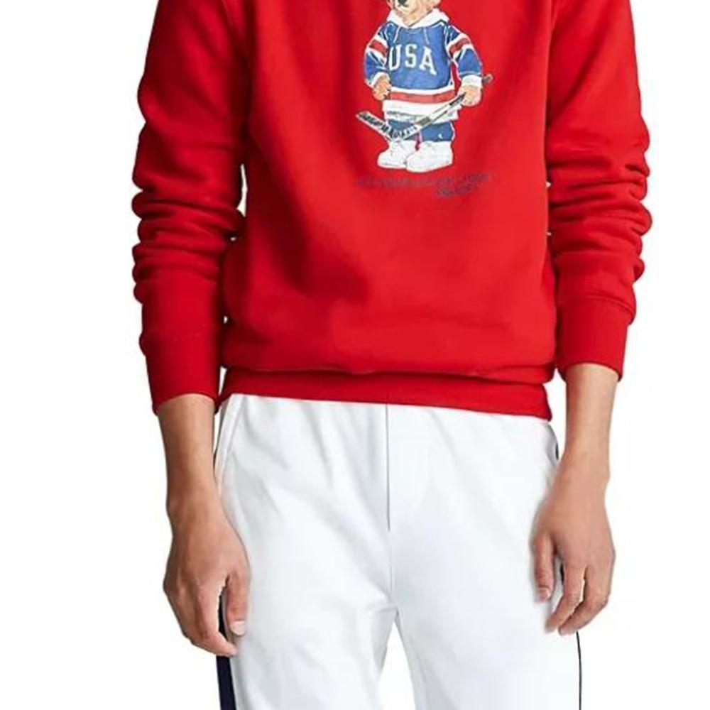 Polo Ralph Lauren Bear Graphic Hooded Fleece Sweatshirt Men sweatshirt Red MNPOKNI16820338-600