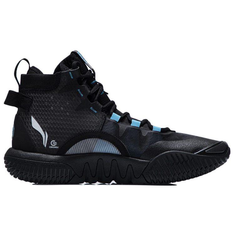 Li Ning Badfive 2 Abriebfeste Atmungsaktive High-Top Basketballschuhe Herren Schwarz Blau ABFR001-1