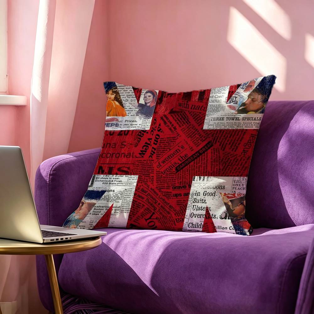 British National Flag Culture Pillow Case Square DoubleSided Sofa Cushion Cover Bedroom Bedside Pillow