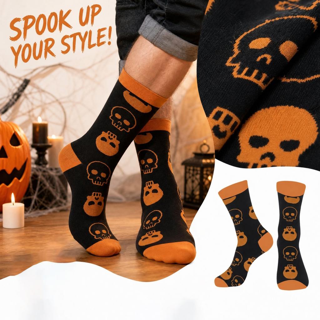 Halloween- och Mönsternovitetssockor för Kvinnor och Män, Mellanhöga