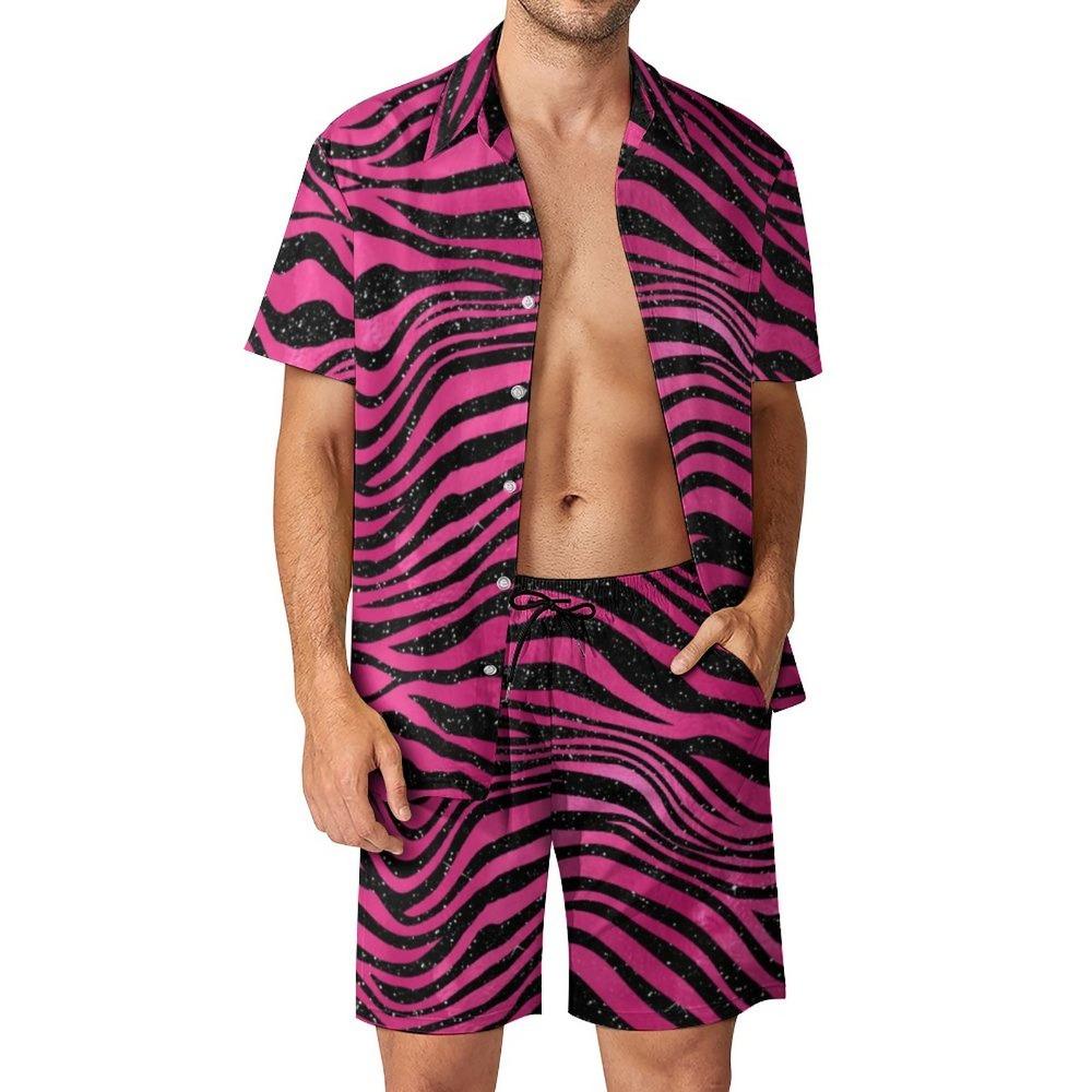 Ameerika Suvine Tiiger Leopard Triibuline 3D Prinditud Meeste Särgi Komplekt Lühikeste Varrukatega Särk Üle suurusega Rannapüksid Tänavariietus Havai ülikond