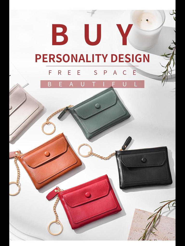 Kompaktní dámská klíčenková peněženka: Mini peněženka na mince a úložná taštička pro dámy