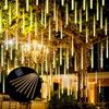 Cross-border Solar LED Meteor Shower Lights - Waterproof Outdoor Tree Decorations for Festivals, Colored Hanging Lights.