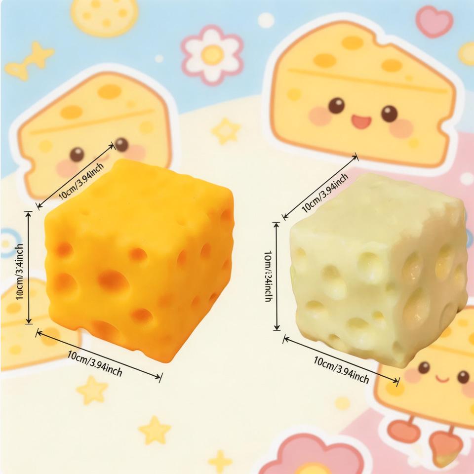 Quishy Cheese Toy, Simulation Cheese, Funny Prank Stress Relief Ball, Decompression Toy, Kids Toy With Soothing Squeezing Sound