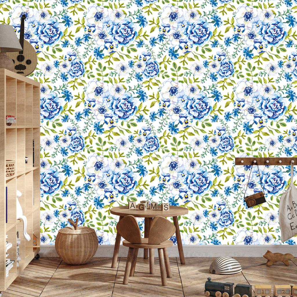 Wallpaper Roses, buttercups, cornflowers and pansies for the living room and bedroom 50x1000