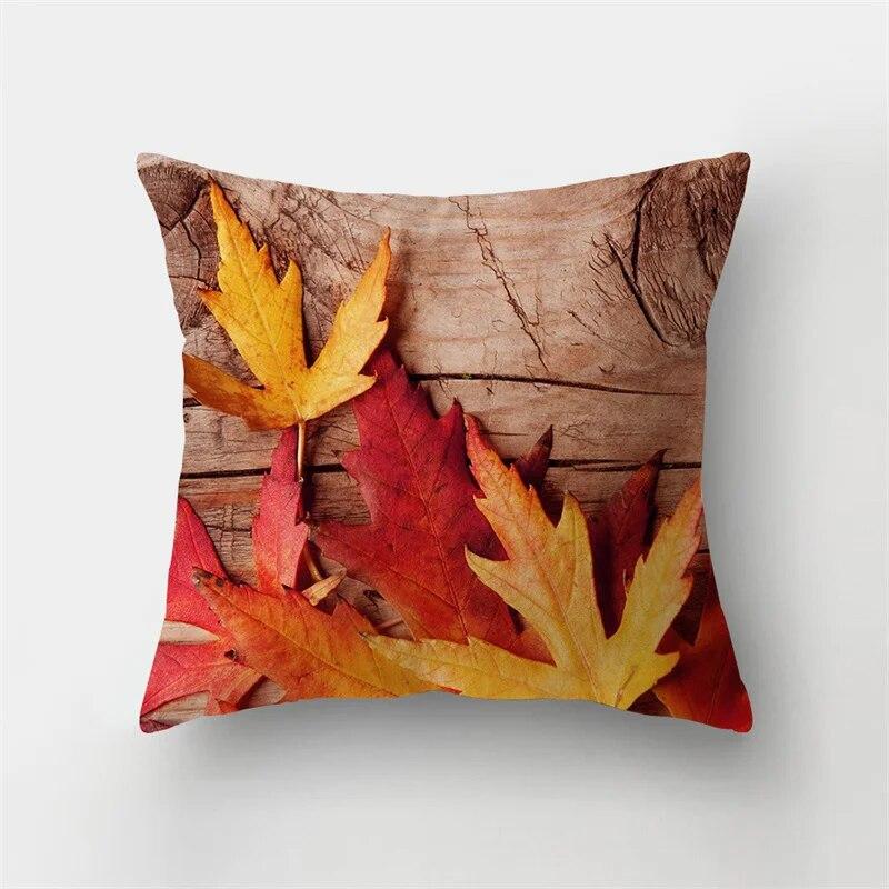 Autumn Landscape Printing Pillowcase Maple Leaf Tree Plant Sofa Cushion Cover Office Car Creative Decoration Home