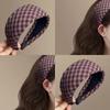 Vintage Plaid Thickened and Widened Headband for Women 2025 New High-End Feel High Skull Top Sponge Headband Autumn  Hairband